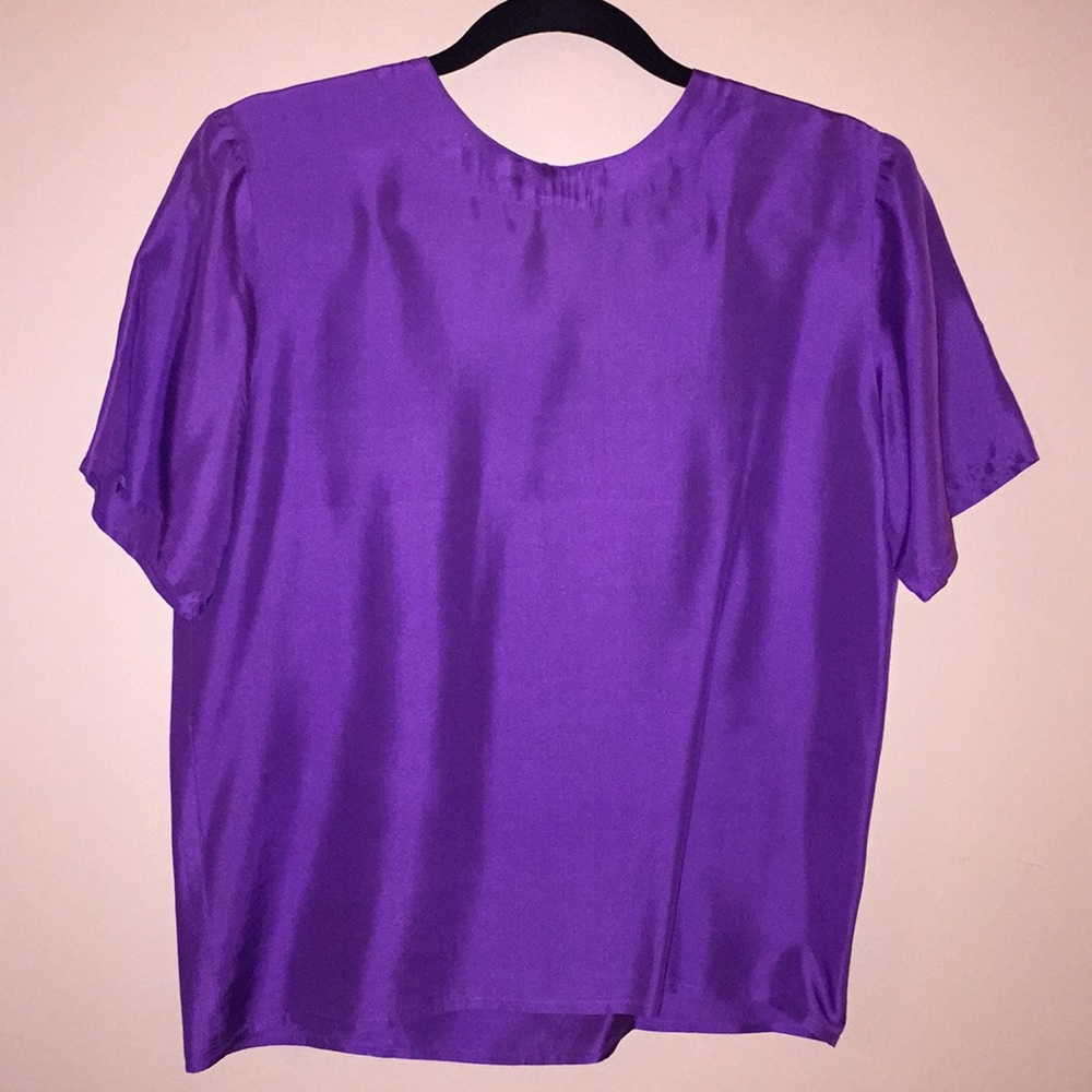 Purple silk shirt-sleeve shell/ blouse